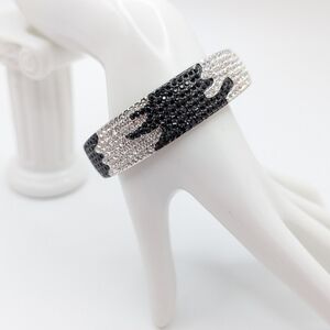 Vintage Butler Fifth Avenue Black and White Crystal Hinged Bracelet